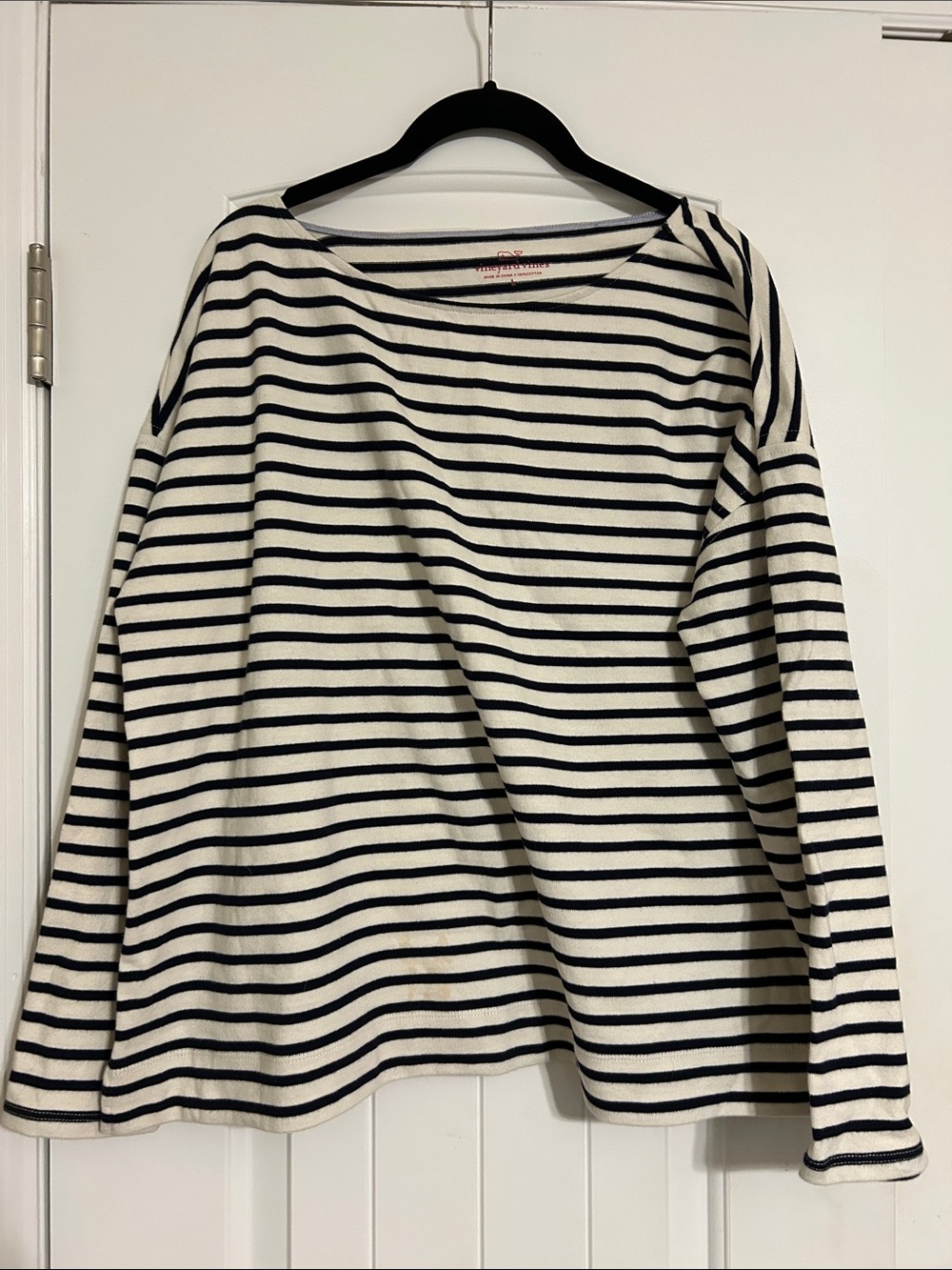 Vineyard Vines Cream & Navy Striped Long Sleeve Tee